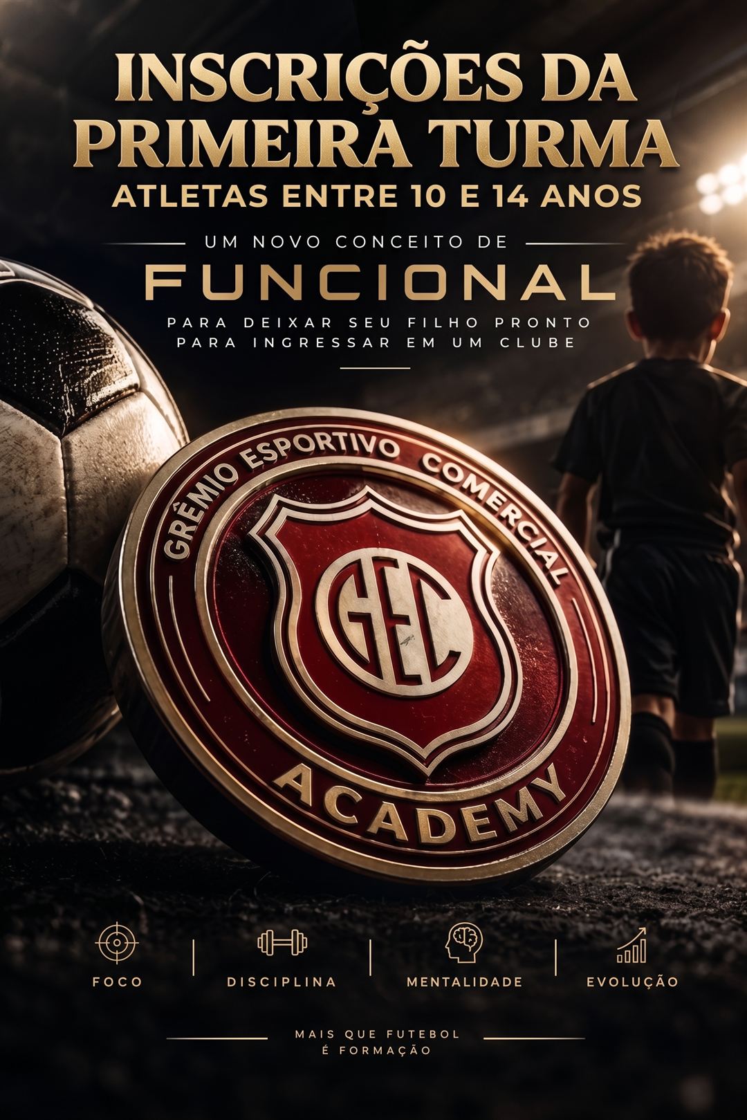 Grêmio Esportivo Comercial Academy — Inscrições da Primeira Turma, atletas entre 10 e 14 anos